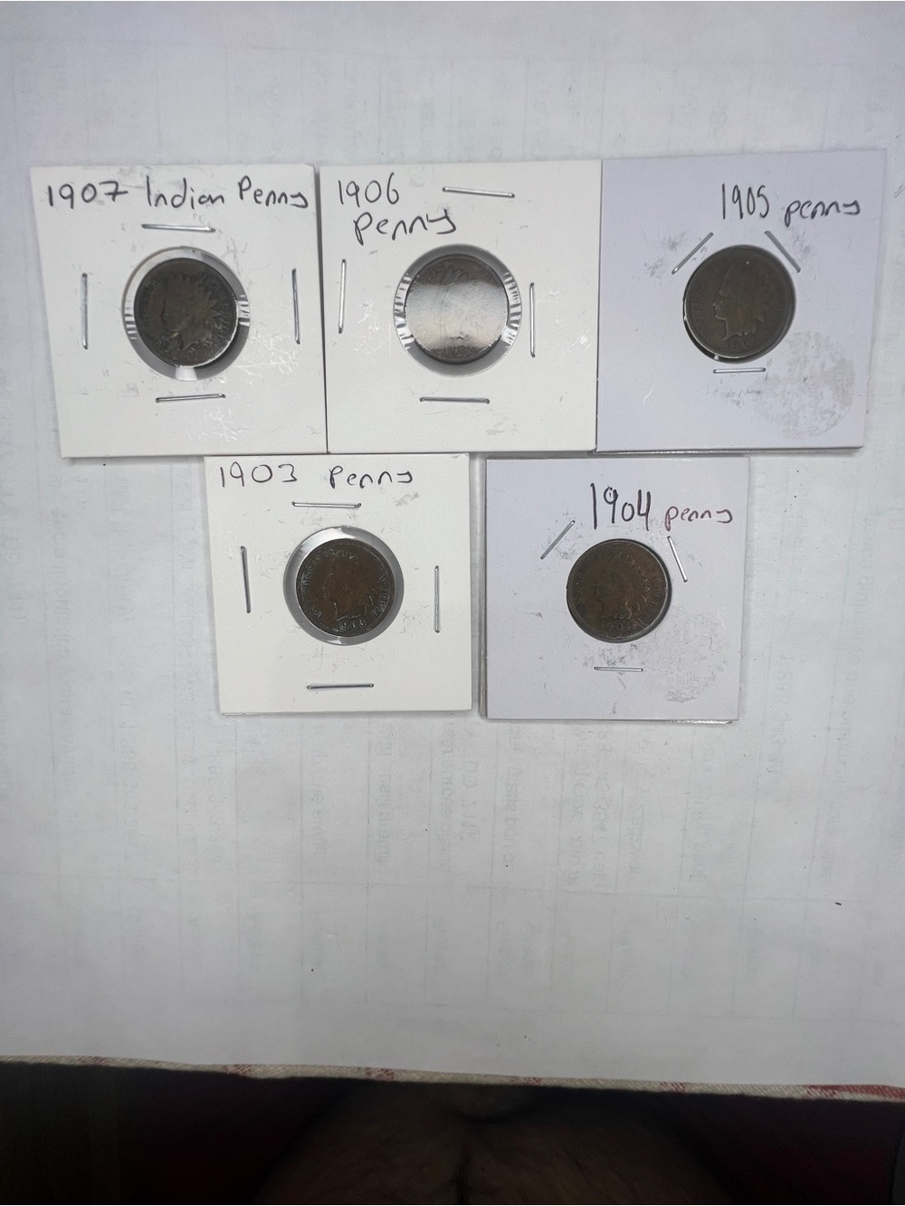 1903 to 1907 Indian Penny 5 coins